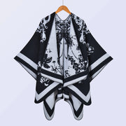 Sciarpa/stola da donna in stile vintage, ampia, jacquard, calda, con spacco.