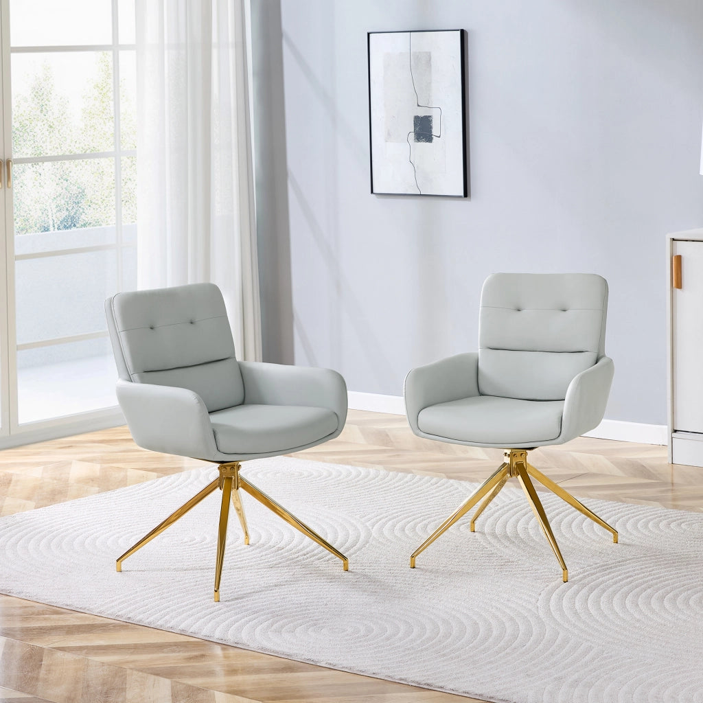 SEDIA Girevole 85 cm PU Grigio Caldo e Metallo Oro Set da 2 pezzi