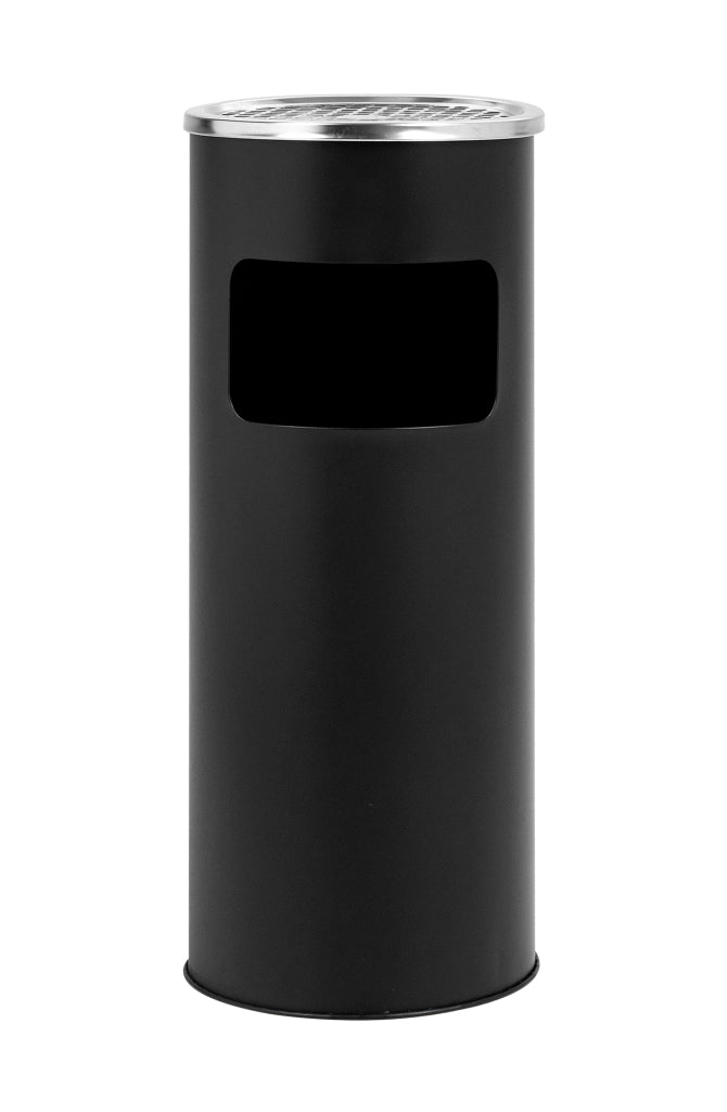 Posacenere 2 In 1 Da Terra In Acciaio Inox Per Esterno Con Gettacarte Rotondo O Rettangolare Con Secchio Cestino Professionale Gettacarte Spazzatura Casa Ufficio Bar Ristoranti Pattumiera Sigarette - Mod1Nero
