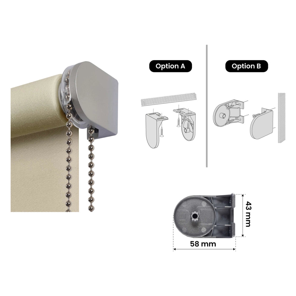 Tenda a rullo traslucida Premium con finitura metallizzata Ecru 60x180 cm