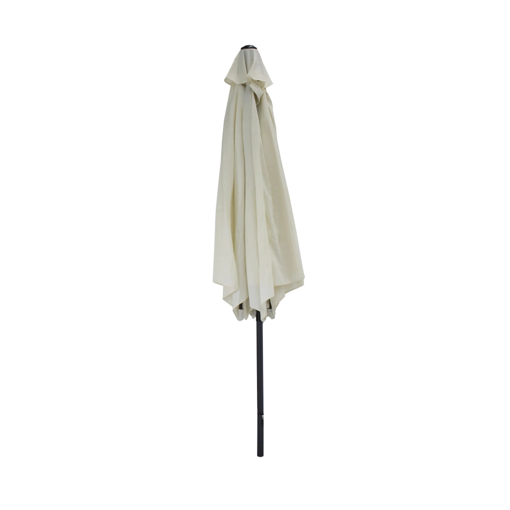 Ombrellone tondo da giardino Rayo (Ø300 cm), acciaio e poliestere, palo diam. 38 mm, apertura antivento con manovella, senza base, colore ecrù