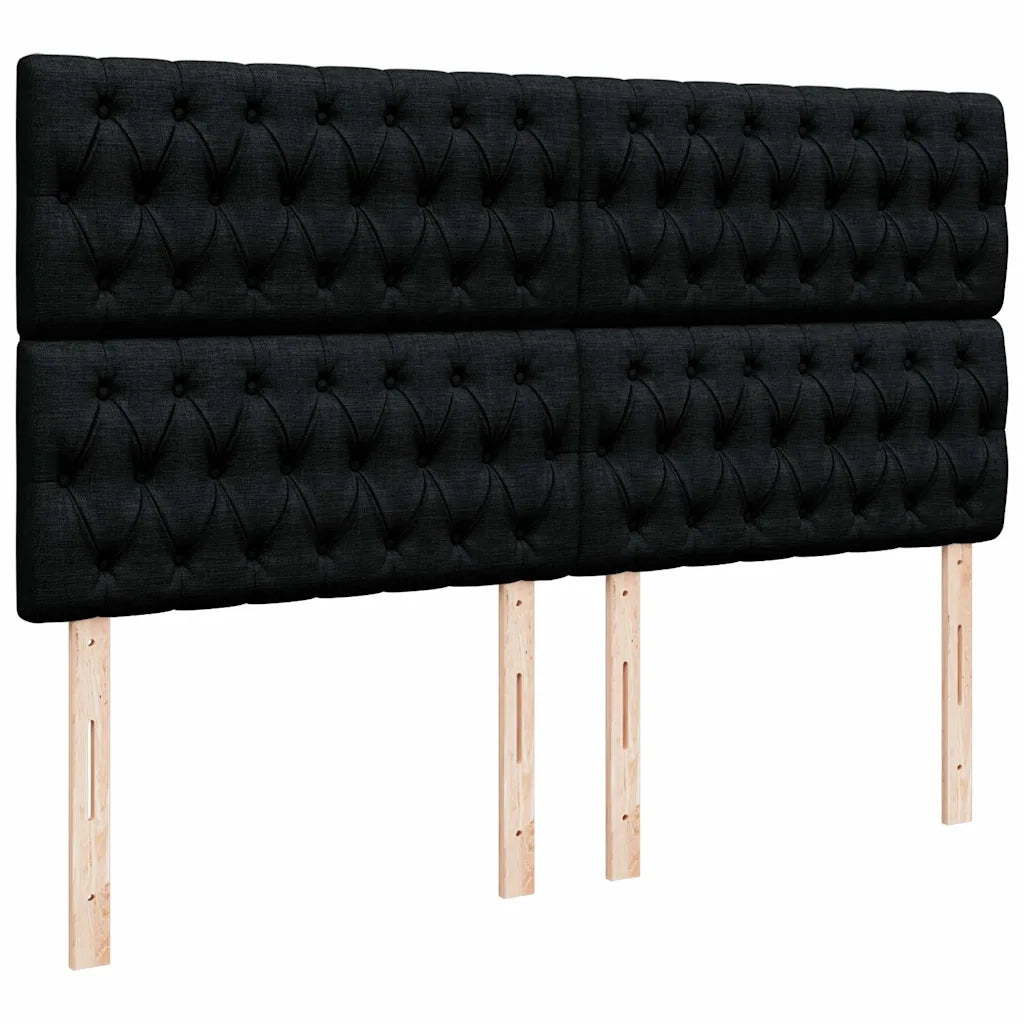 Struttura Letto Pouf con Materassi Nero 200x200 cm in Tessuto 3313267