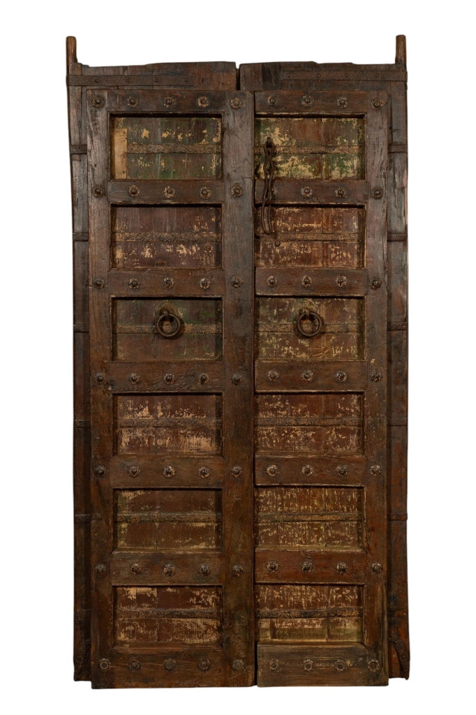 Biscottini Porta portone in legno massello e ferro da interno o da esterno vecchia e antica medievale scorrevole
