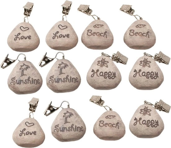Set di 8 supporti per tovaglie da tavolo, in stile sabbia e pietra, pesi per tovaglie da tavolo, tenda doccia, pesi con chiusura