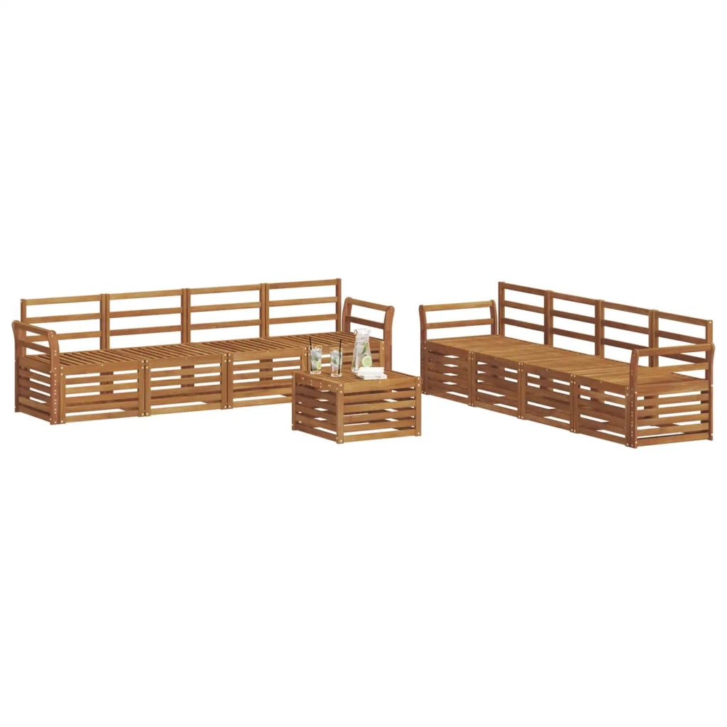 Set divani 9 pcs Naturale Legno di Acacia Massello 3374569