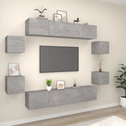 Set Mobili Porta TV 8pz-Set di 8 Credenza per TV Grigio Cemento in Legno Multistrato 645334