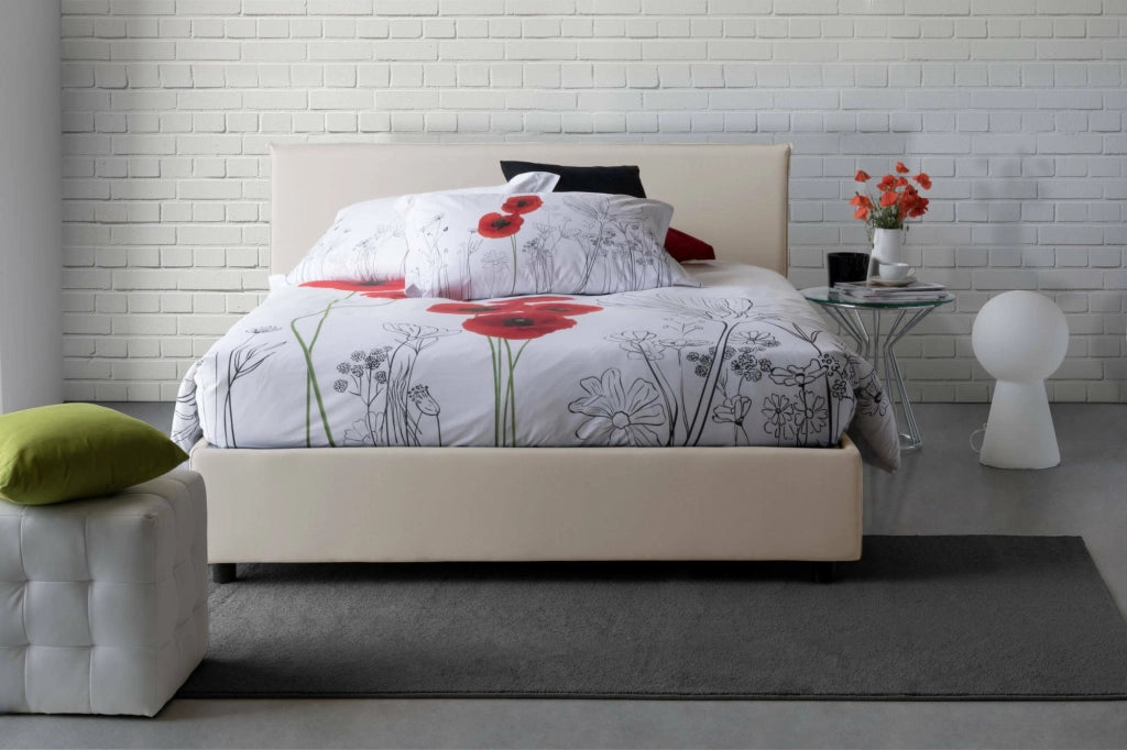 Letto Matrimoniale Ariadni, Letto Matrimoniale Materasso Incluso Made in Italy, Beige