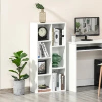 Libreria Moderna a Cubi con 7 Ripiani, in Legno Truciolato, 50x24x106 cm, Bianca
