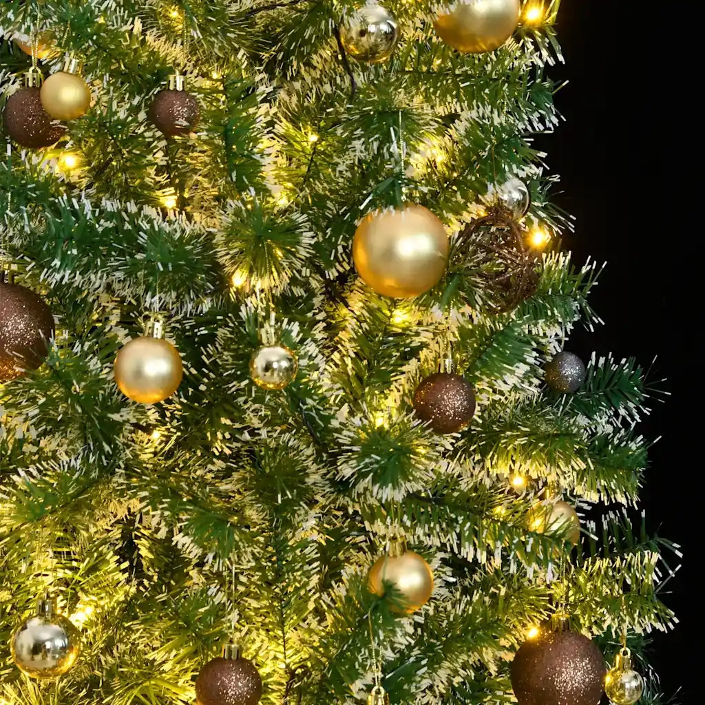 Albero di Natale Artificiale con 300 LED Palline e Neve 210 cm