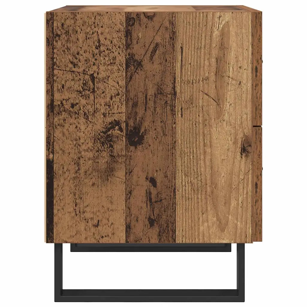 Set di 2 Comodini | Armadio da Notte | Mobiletto da notte Legno Antico e Nero 40 x 35 x 47,5 cm