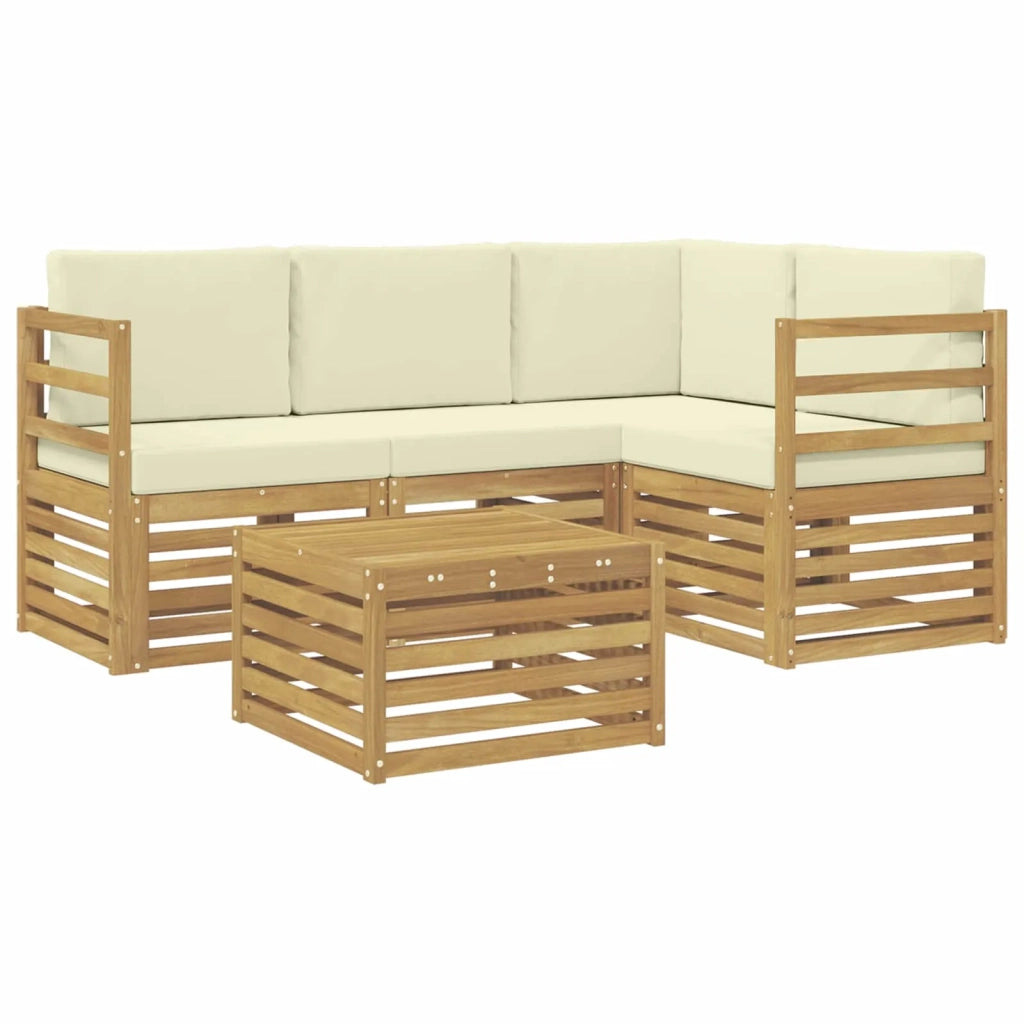Set di divani da esterno 5 pcs Bianco e Crema Poliestere 3391775