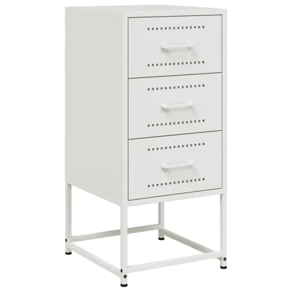 Comodino | Armadio da Notte | Mobiletto da notte Bianco 36x39x78 cm in Acciaio