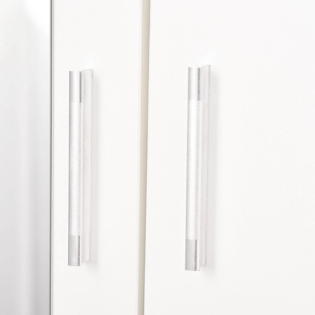 Armadio Moderno con Guardaroba 2 Ante 80x50x180 cm in Legno truciolare e Vetro Bianco