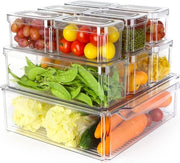 Organizzatore per frigorifero - Set da 10 - Con coperchio - Scatole da archiviazione sovrapposte - Per cucina - Armadi - Pannelli - Bagno - Senza BPA