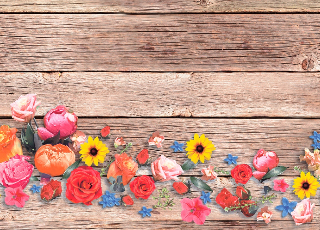 Tappeto Passatoia Antiscivolo Con Stampa Digitale Disegno Bouquet Legno - 50x230 - Flowers