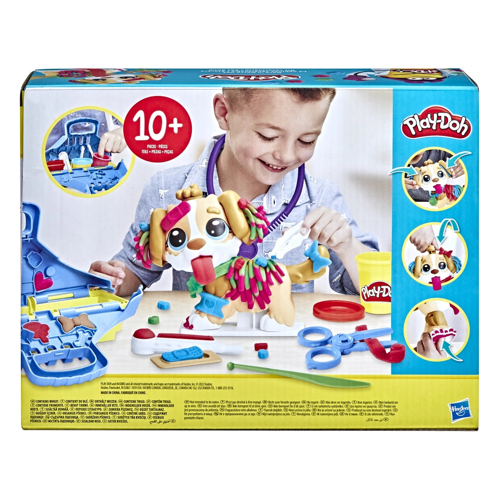 Play-Doh - Set da Veterinario, playset con Cane Giocattolo, trasportino, 10 Strumenti, 5 Colori