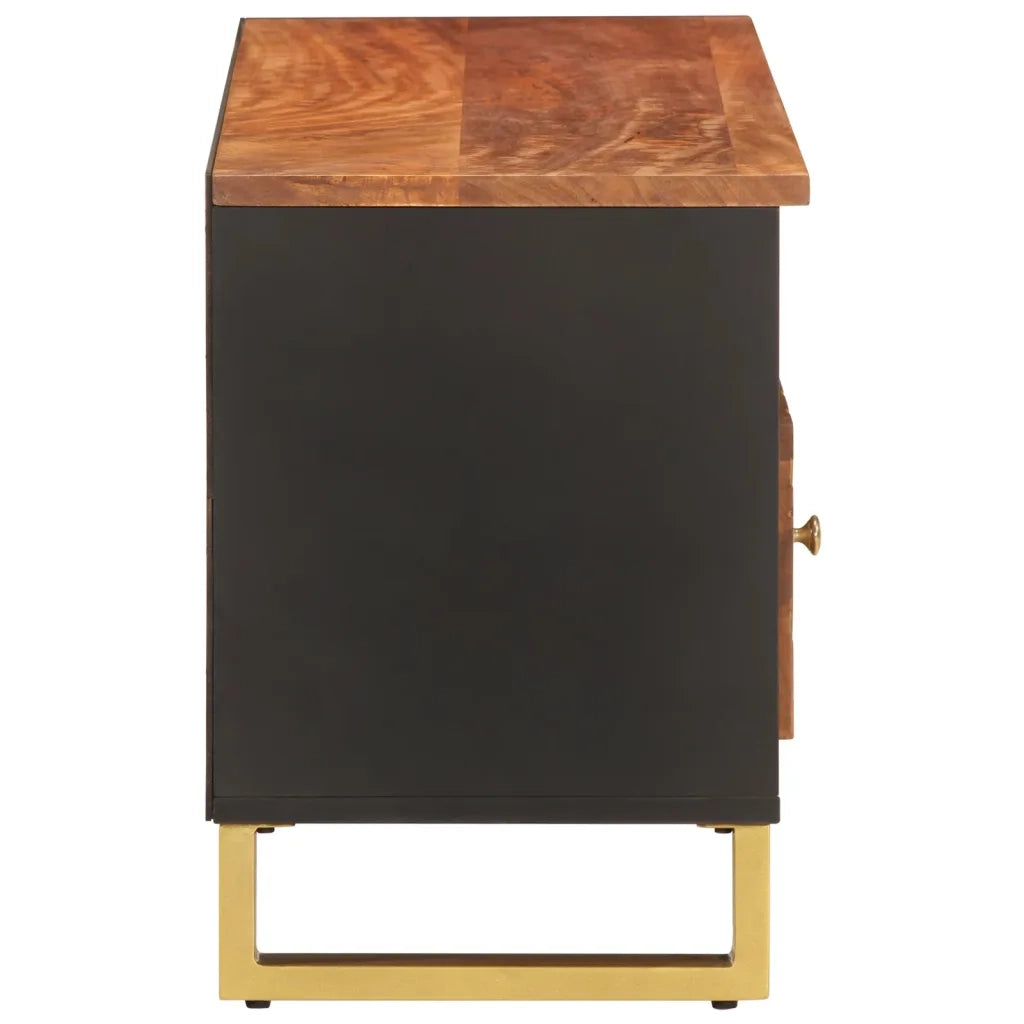 Mobile Porta TV-Mobile per TV-Credenza TV Marrone e Nero 100x33,5x46 cm in Legno di Mango 179563