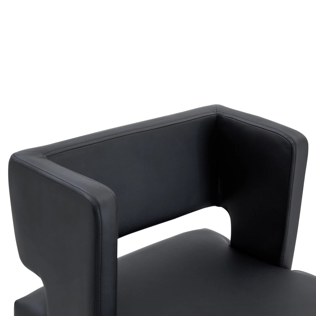 Set di 2 Sgabelli da Bar; Seduta Quadrata Imbottita; Stile Nordico; Metallo e Similpelle; Nero