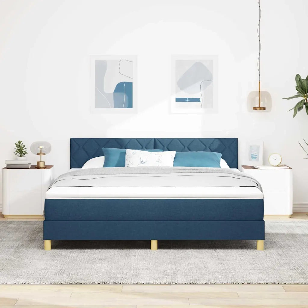 Letto a molle con cuscino con testiera Blu 180 x 200 cm Tessuto 3339020