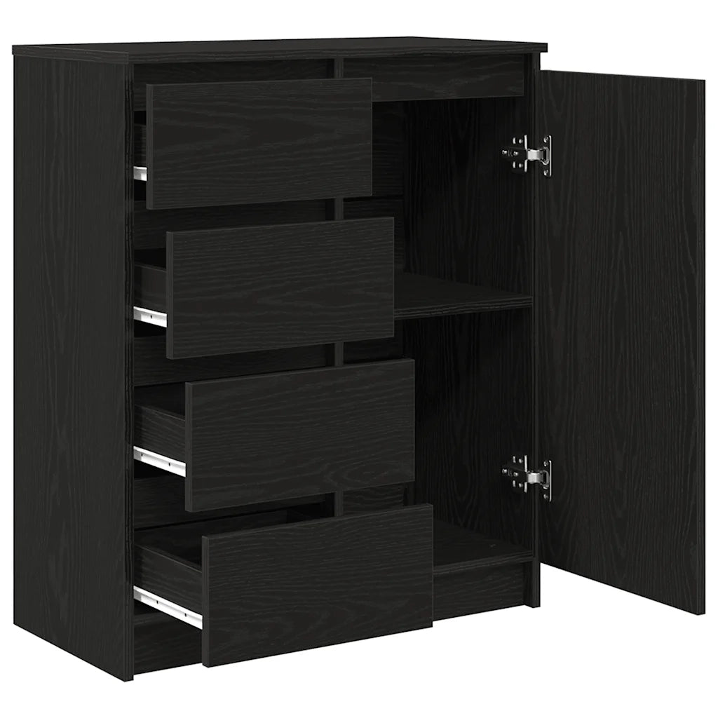 Credenza con Cassetti Rovere Nero 71x35x84 cm Legno Multistrato 861581