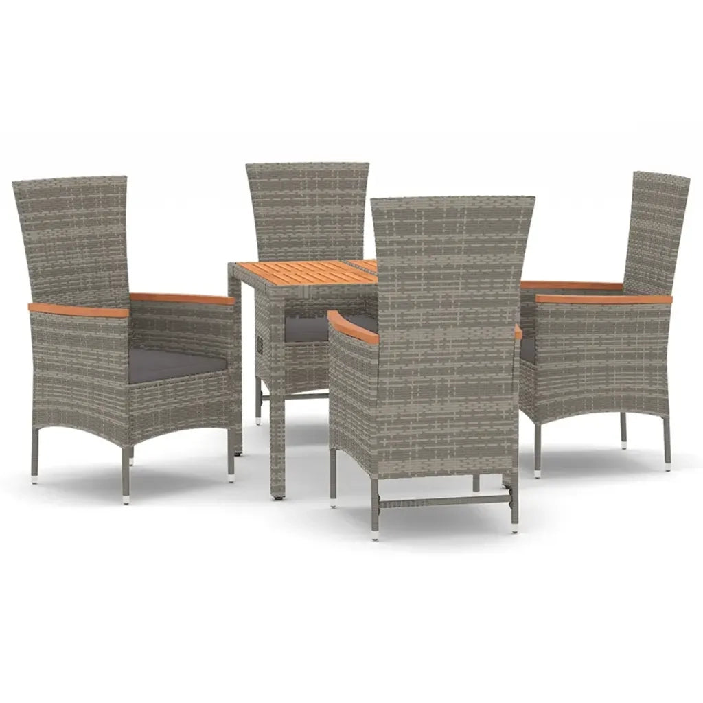 Set da Pranzo da Giardino 5 pz con Cuscini in Polyrattan Grigio 3157536