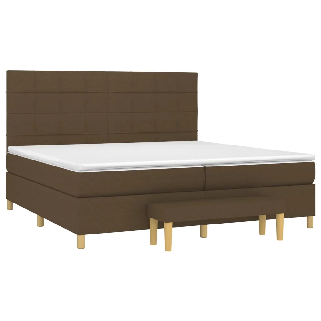 Giroletto a Molle con Materasso Marrone Scuro 200x200cm Tessuto 3137184
