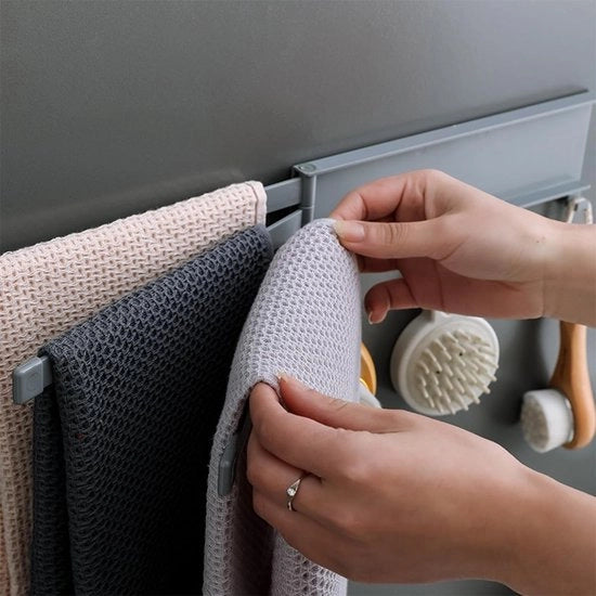 Supporto asciugamano rotante, grigio, 180° rotativo, supporto asciugamano con ganci, supporto asciugamano per fissaggio alla parete, 3 braccia, torre moderna per bagno, cucina.