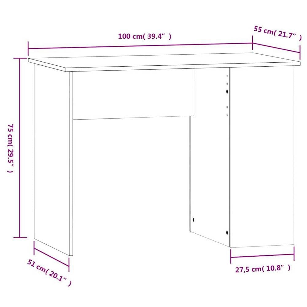 Modern White Computer Desk With Double Storage Shelves, Engineered Wood Writing Table For Home Office Study, 100x55x75 Cm