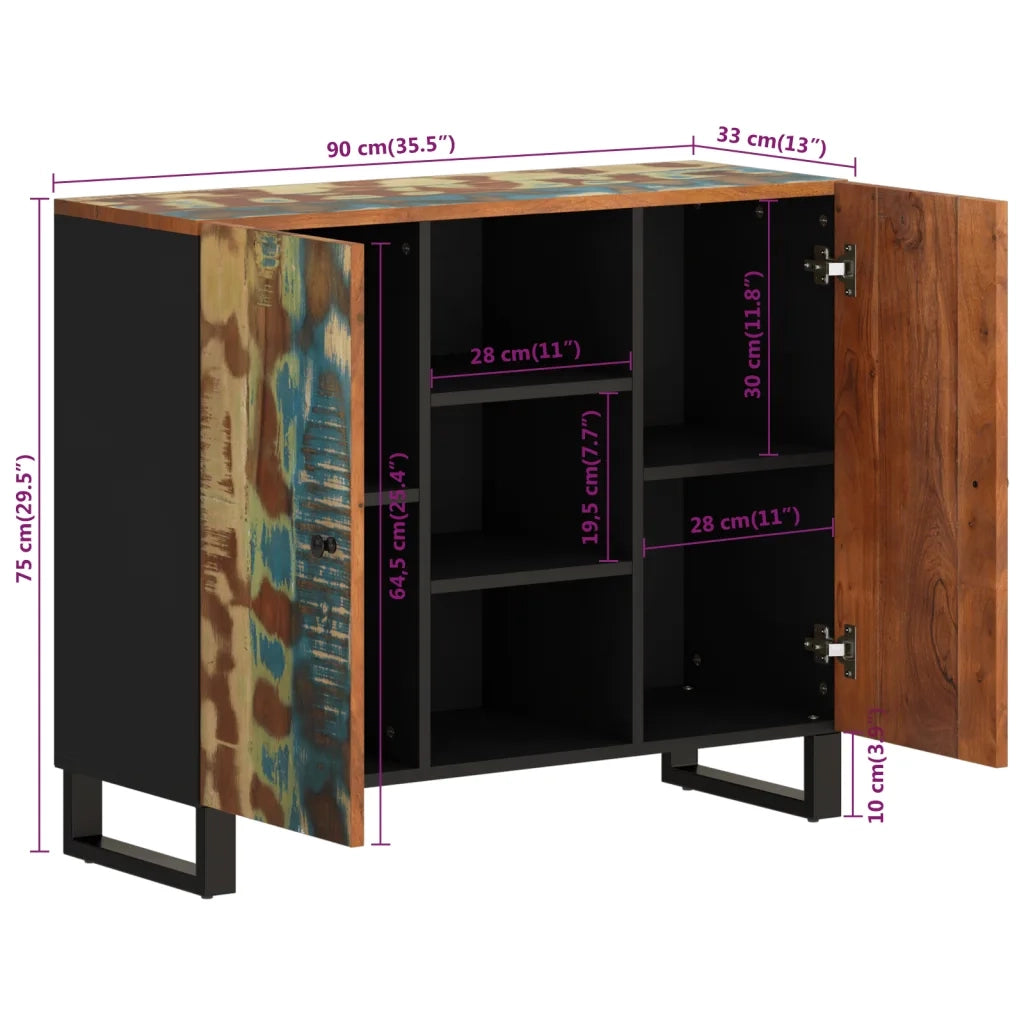 vidaXL Credenza con 2 Ante 90x33x75 cm in Legno Massello di Recupero