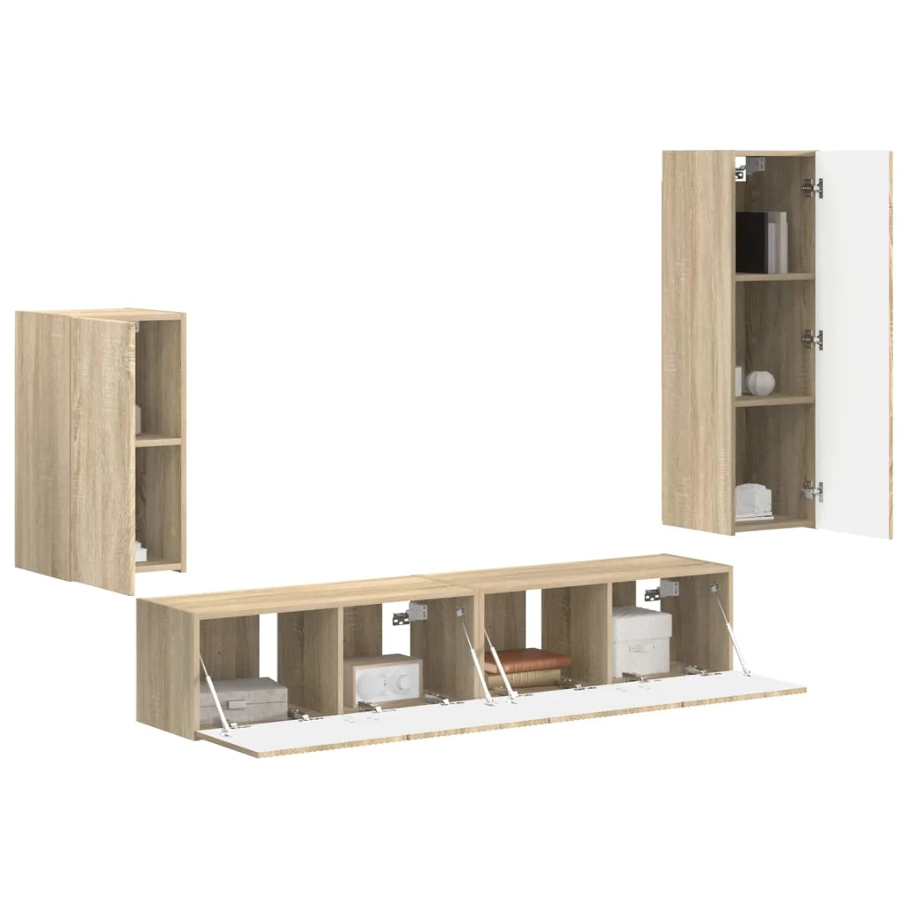 Set mobile TV 4 pcs Rovere Sonoma Legno multistrato 3409008