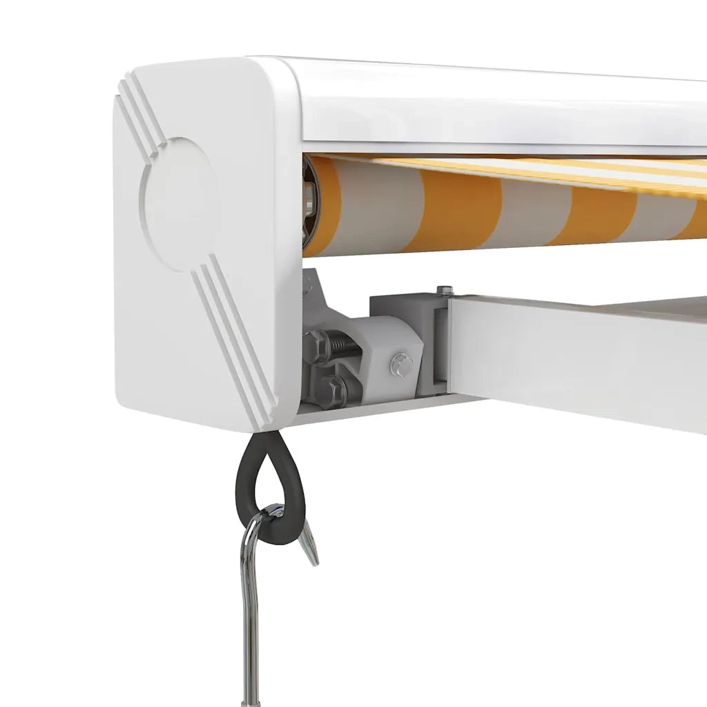 Tenda retrattile Giallo e Bianco con Struttura Bianca 3154532