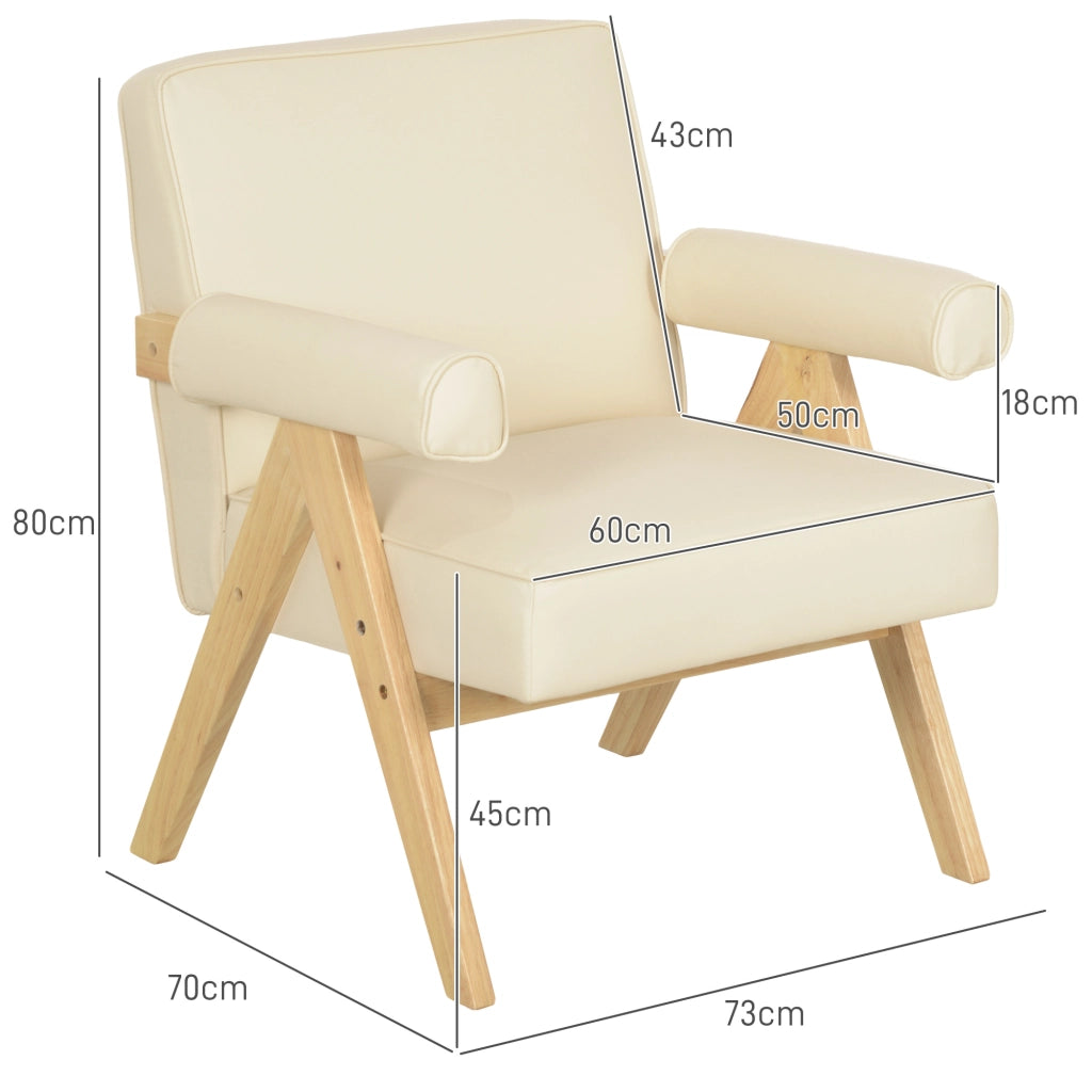 Poltrona ¨C Zephmum ¨C Crema, similpelle, legno