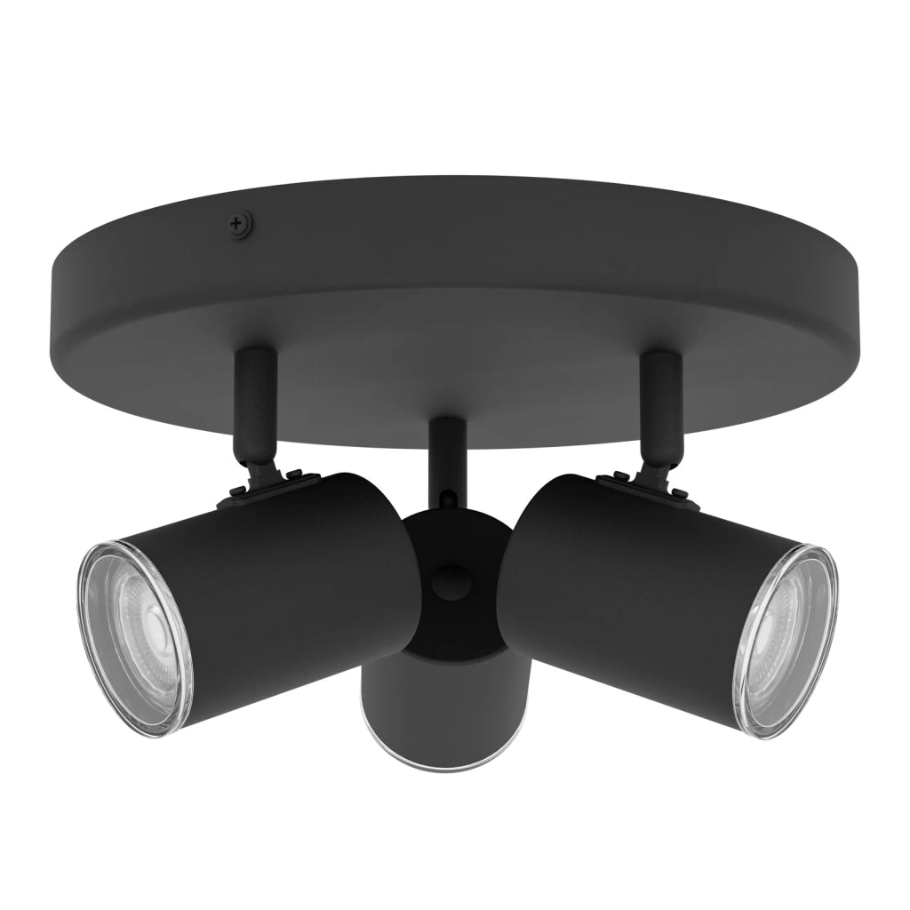 Spot Tondo Moderno Consuma 1 Acciaio Nero 3 Luci Gu10 Ip44