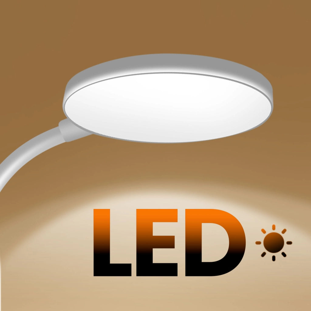 Lampada da scrivania LED flessibile a 360° senza fili con morsetto di fissaggio Bianco Max excell