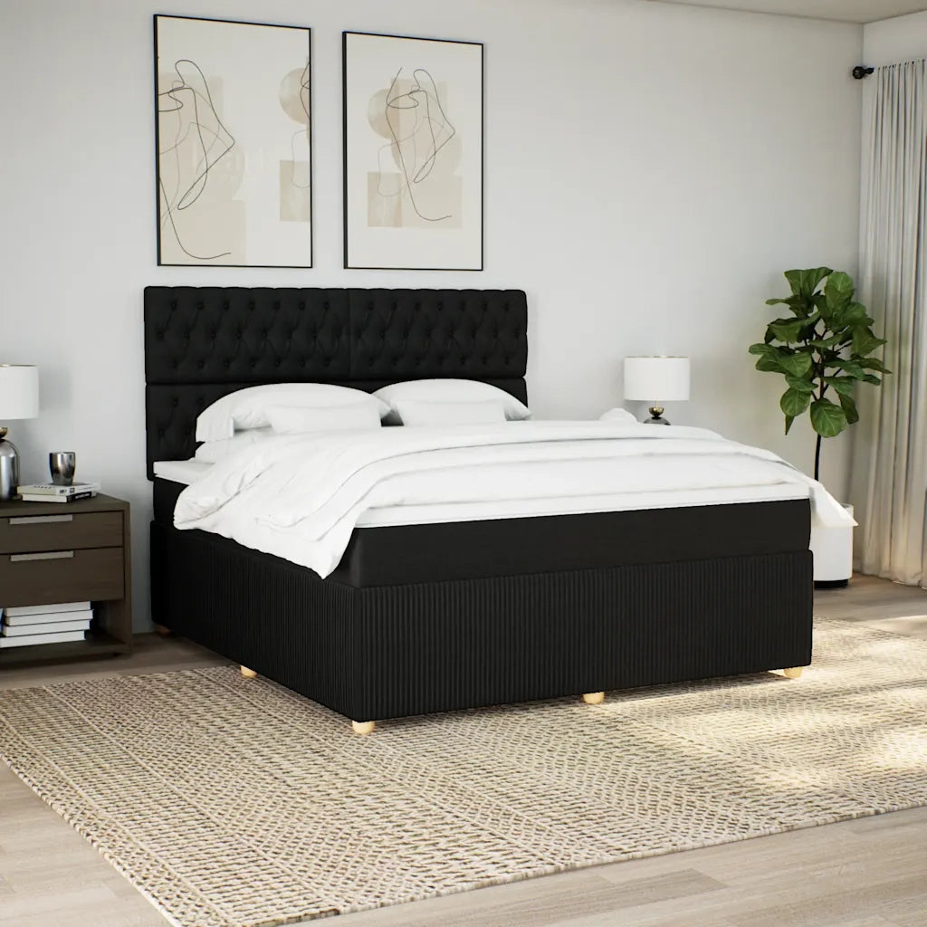 vidaXL Giroletto a Molle con Materasso Nero 180x200 cm in Tessuto