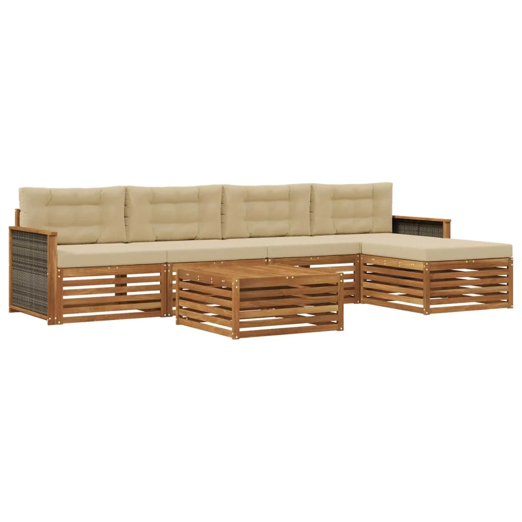 Set di divani da esterno 6 pz Naturale e Beige 3383261