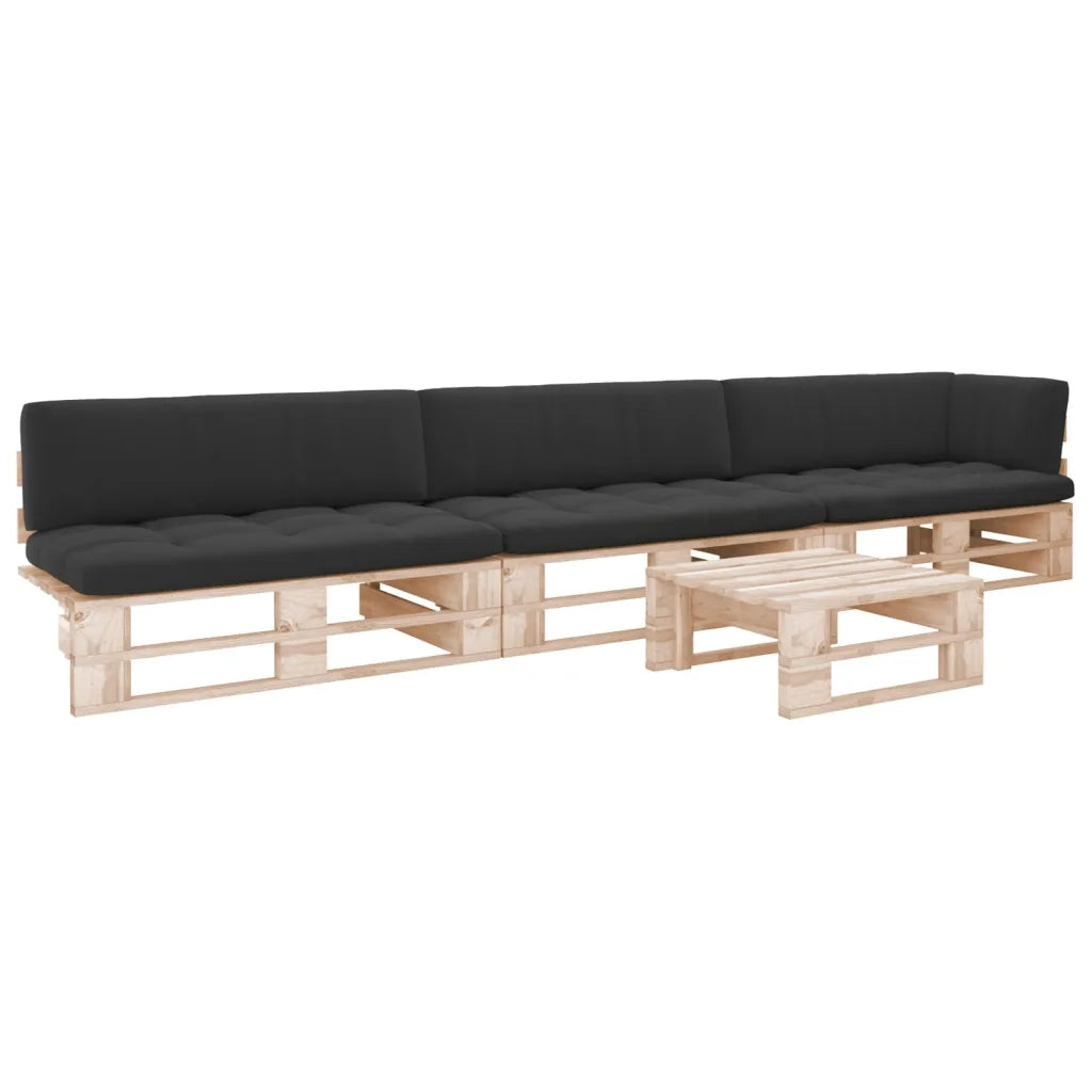 Set Divani in Pallet con Cuscini 4 pz in Pino Impregnatocod mxl 78459