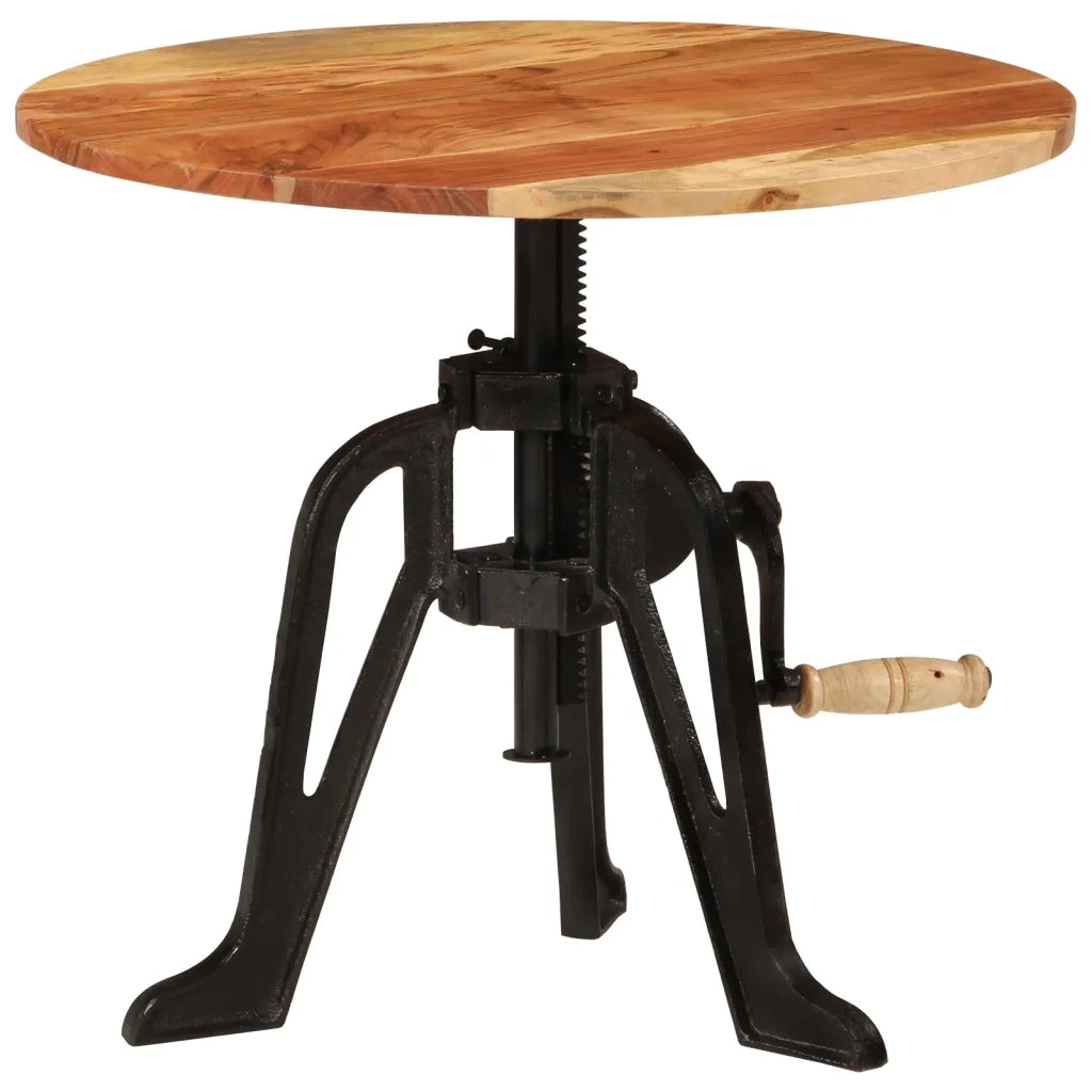 Tavolino-Tavolino da soggiorno-Tavolo 60x(42-62) cm in Legno Massello di Acacia e Ghisa