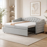 DESMIU Divano Letto 90 × 200 cm 1 posto con USB, senza materasso, in lino, grigio