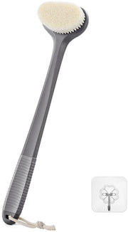 Rugborstello per doccia, 17-pollici lunga steel Rugborstello Doccia Rugkrabber per uomini e donne Borstello medio per il corpo Foliante per il corpo per la schiena e i piedi Docciaborstello - Grigio