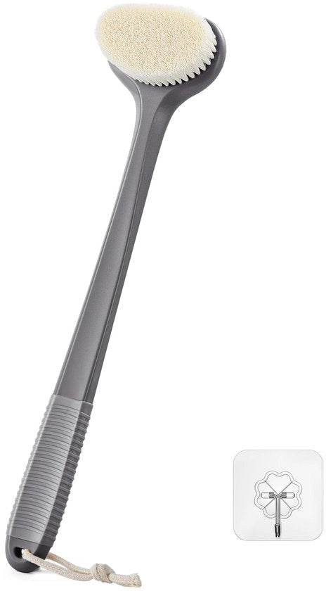Rugborstello per doccia, 17-pollici lunga steel Rugborstello Doccia Rugkrabber per uomini e donne Borstello medio per il corpo Foliante per il corpo per la schiena e i piedi Docciaborstello - Grigio