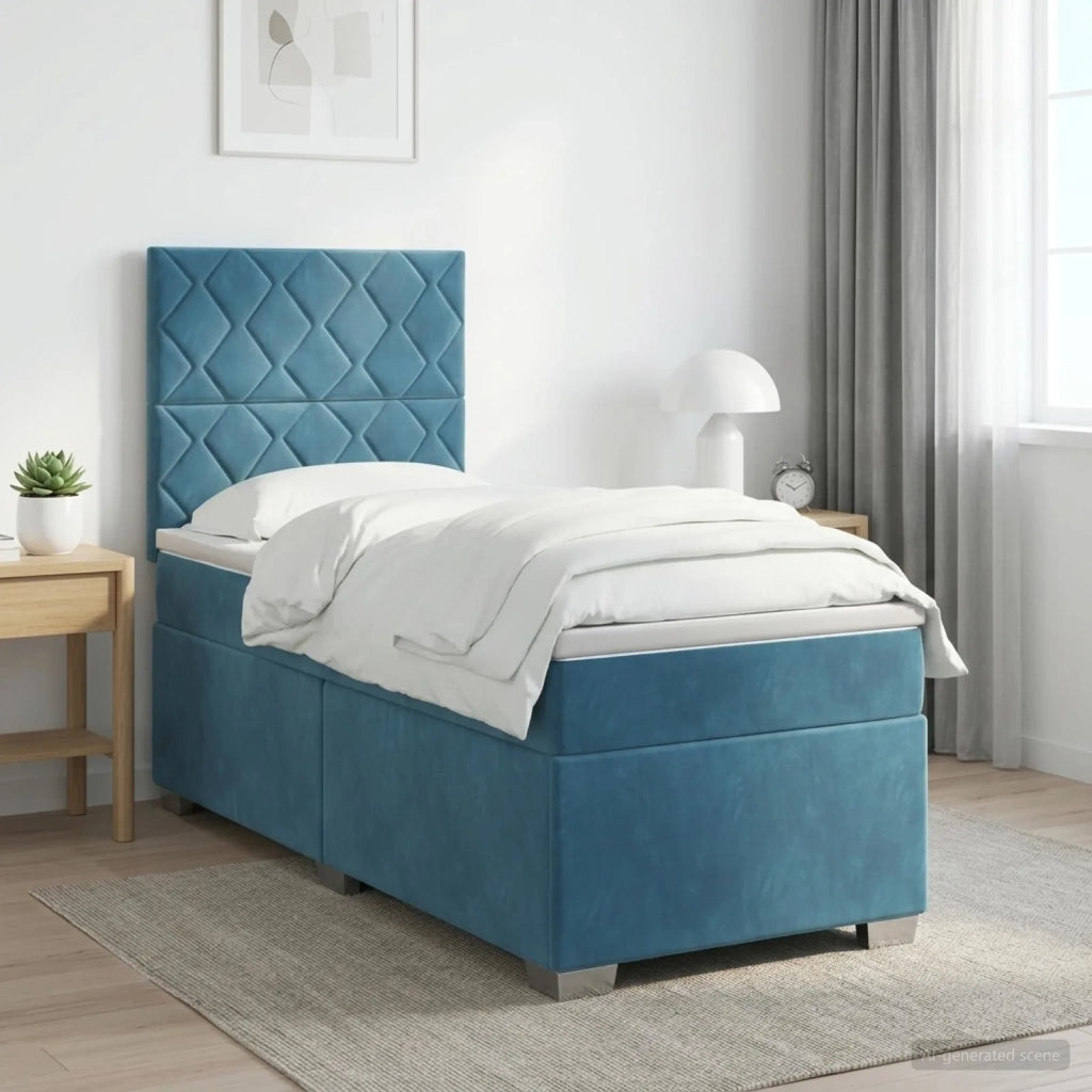 Letto box spring con materasso Blu 90 x 190 cm Velluto 3453558