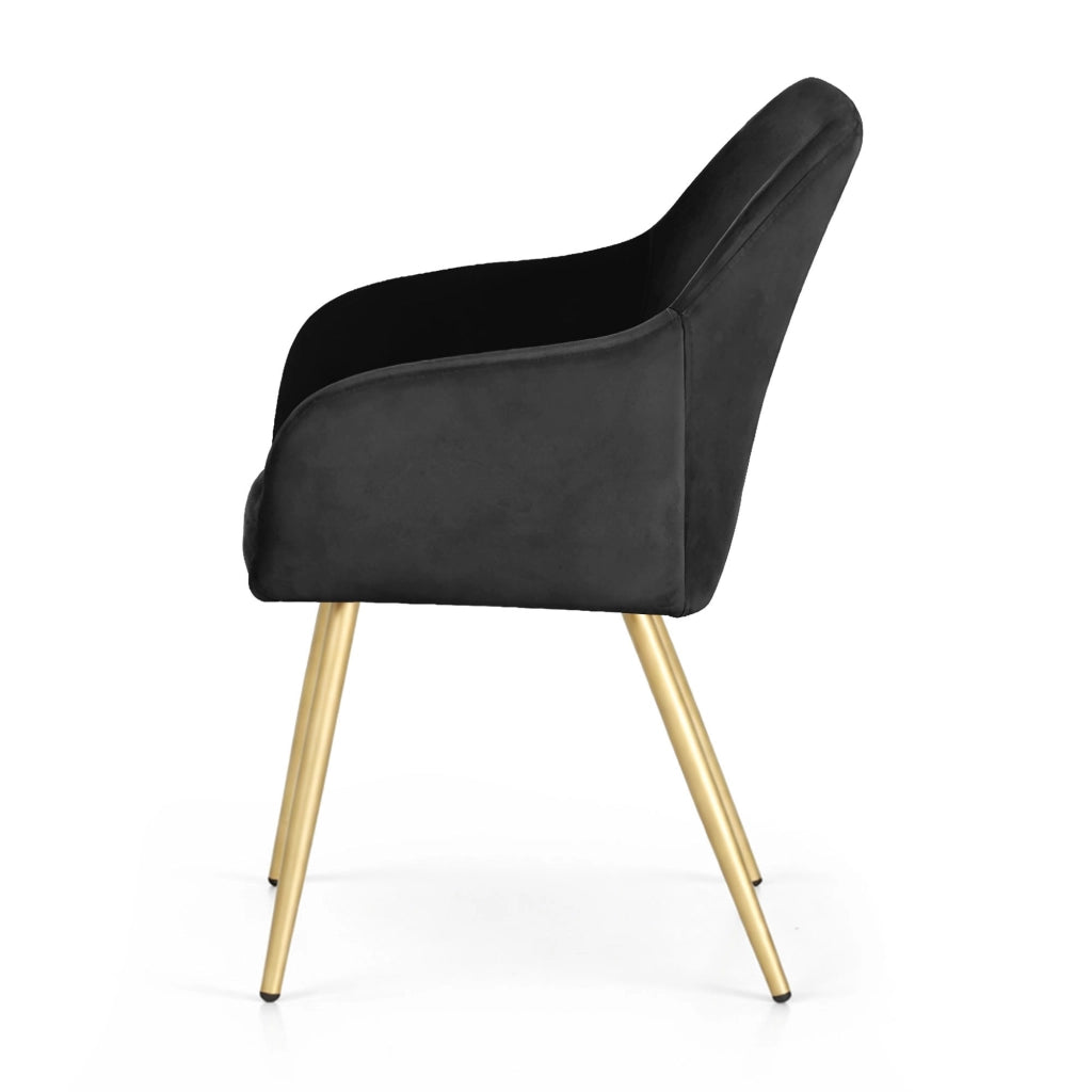 Set di 4 Sedie in velluto liscio ESTELLE Nero gambe oro