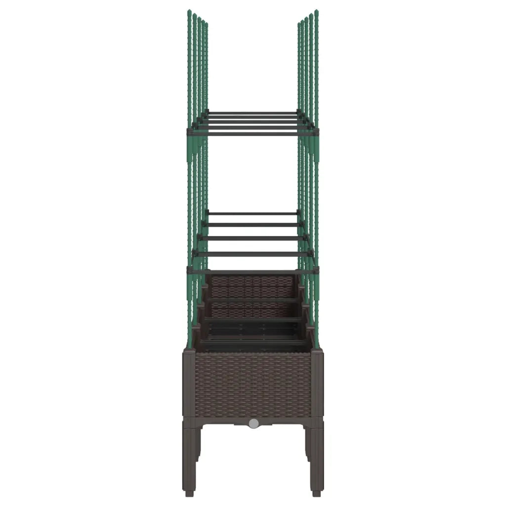 Fioriera da Giardino con Traliccio Marrone 160x40x142,5cm in PP 367965