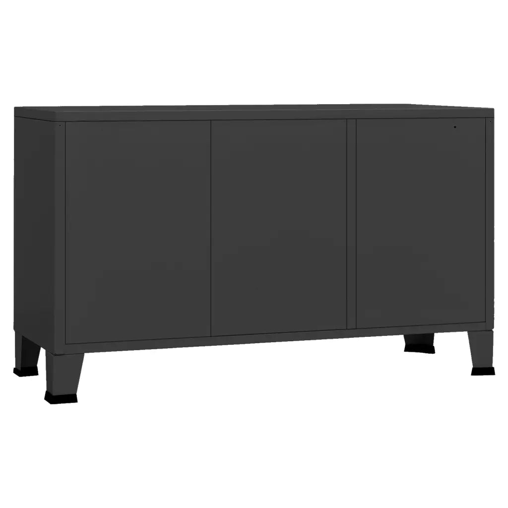 Credenza Nera Industriale 105x35x62 cm in Metallo e Vetro 339608