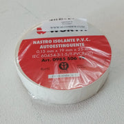 Nastro isolante bianco 0,15 x 19mm x 25mt in pvc autoestinguente