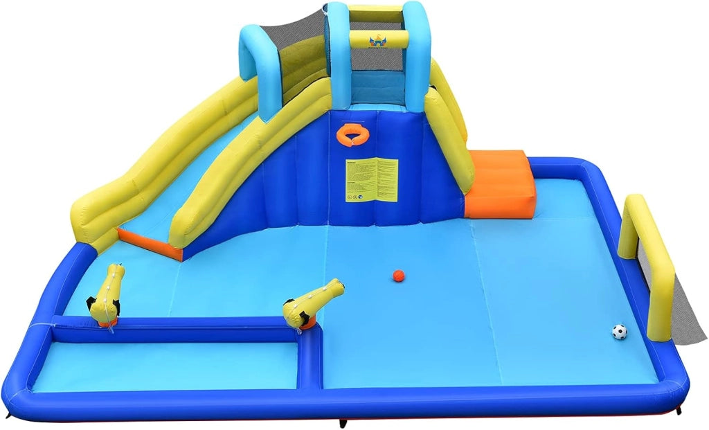 Castello Gonfiabile Per Bambini, Con Scivoli, Muro da Arrampicata e Piscina, Per 3 Bambini 3-10 Anni, Con Borsa di Trasporto e Kit Riparazione (Con soffiatore)