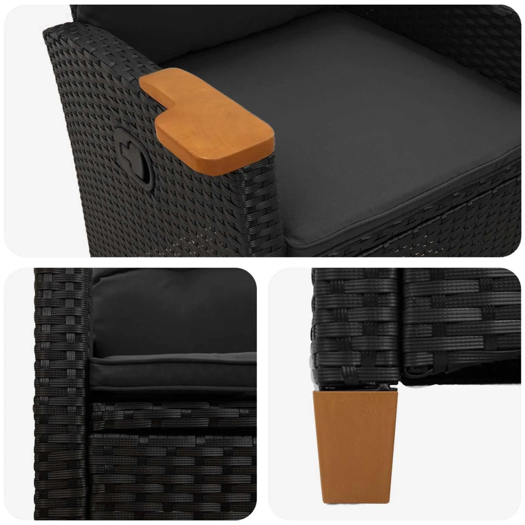 Poltrona reclinabile con tavolino Nero 62 x 64 x 112 cm