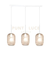 SOSPENSIONE BIANCO 3 LUCI RETTANGOLARE VETRI AMBRA 1181BI-S3 R-AM