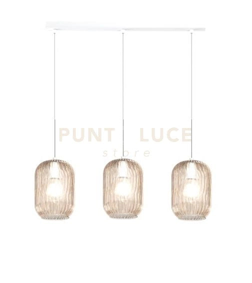 SOSPENSIONE BIANCO 3 LUCI RETTANGOLARE VETRI AMBRA 1181BI-S3 R-AM